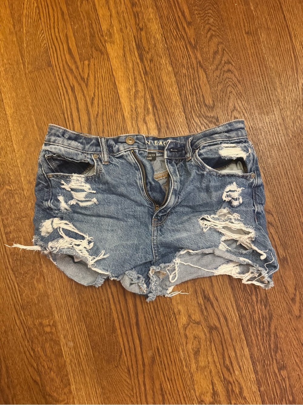 American Eagle Outfitters Distressed Blue Denim Cutoff Mom Shorts